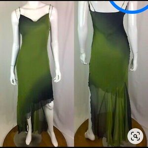 Vintage Cache Silk Chiffon Asymmetric Dress